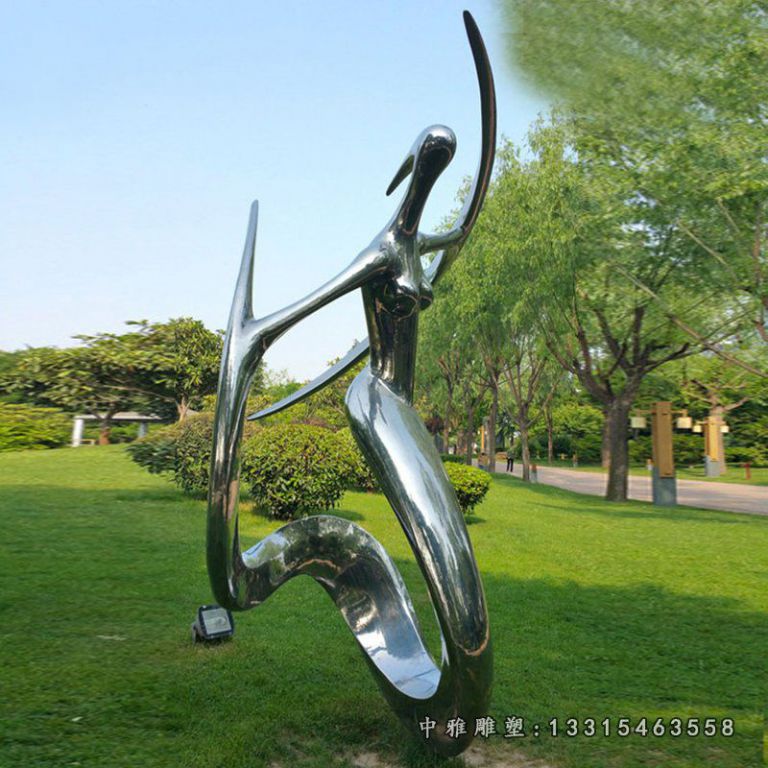 不锈钢抽象美女跳舞 公园景观雕塑 (3)