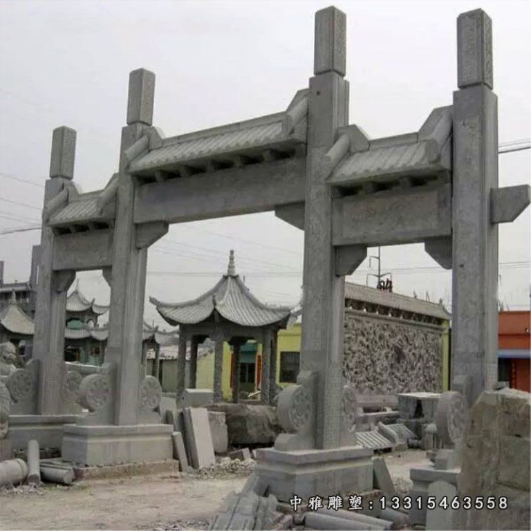 大型景观石雕牌坊雕塑