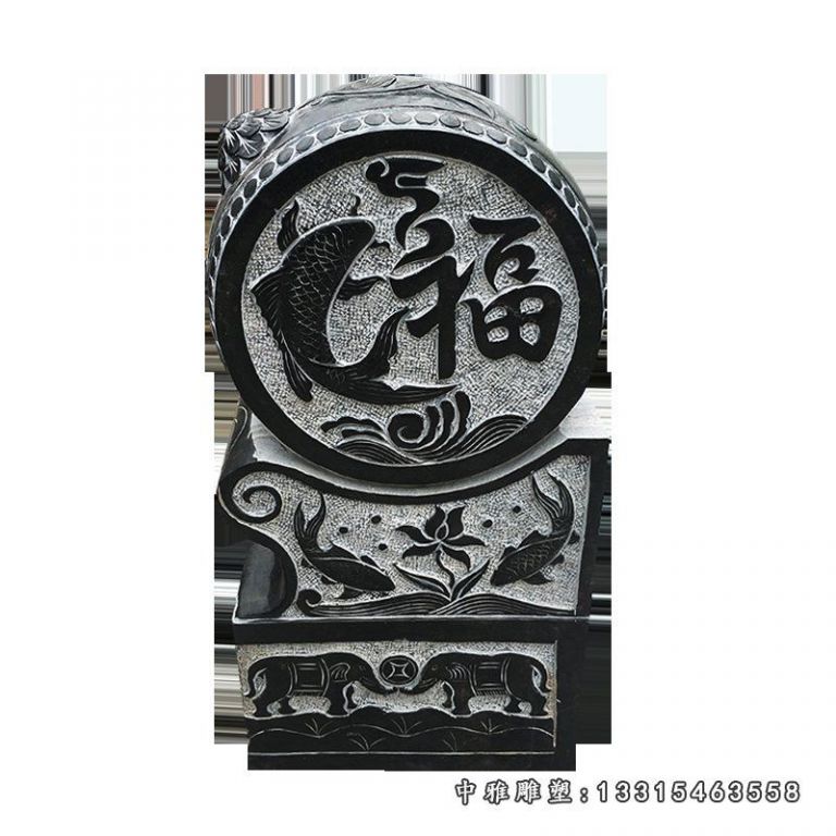 青石门墩石雕 门口大象抱鼓石 (1)