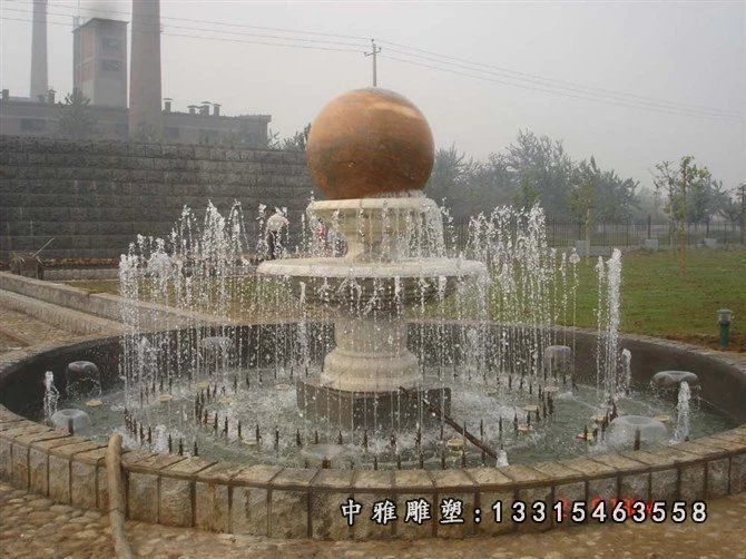 风水球喷泉雕塑，公园风水球石雕