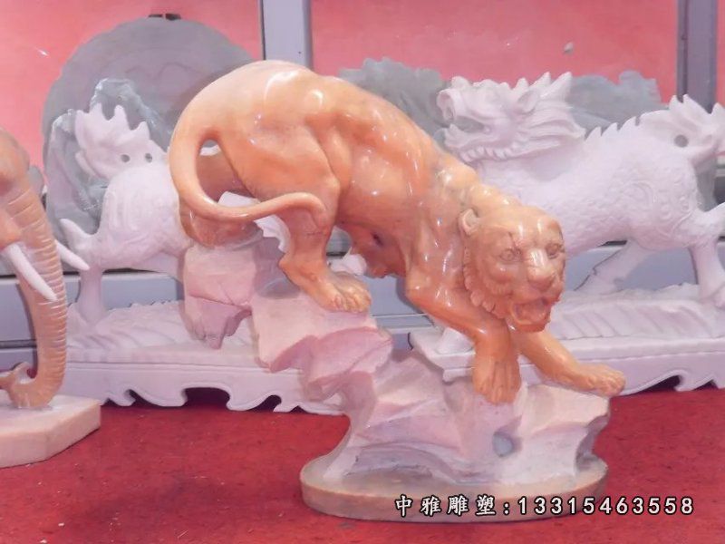 老虎下山石雕，动物石雕