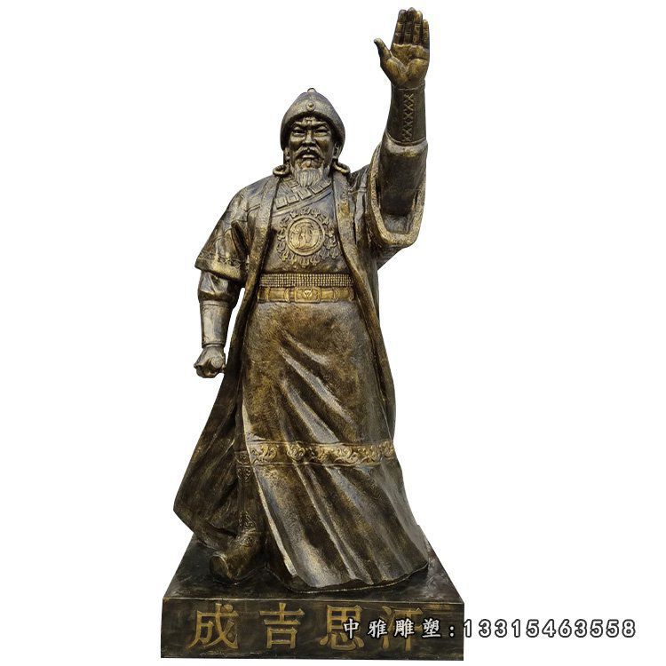 挥手的成吉思汗雕塑玻璃钢仿铜古代名人摆件 (2)