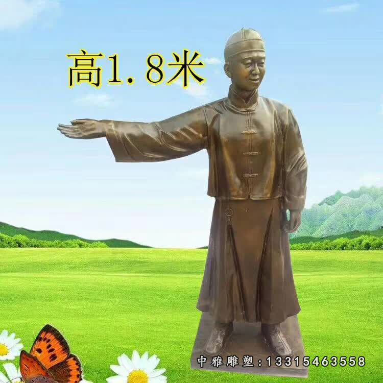 饭店门口迎宾店小二铜雕