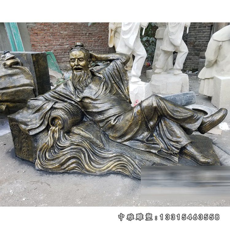 杜康雕塑，玻璃钢仿铜酒圣雕塑 (3)