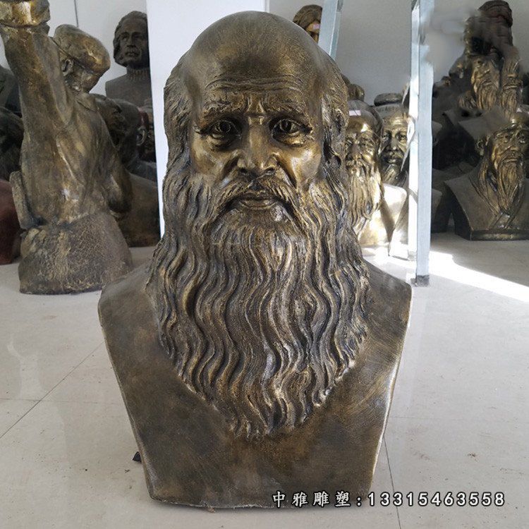 校园玻璃钢仿铜西方名人雕塑 达尔文胸像雕塑 (2)