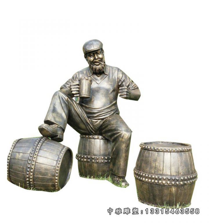 公园铜雕喝酒人物雕像