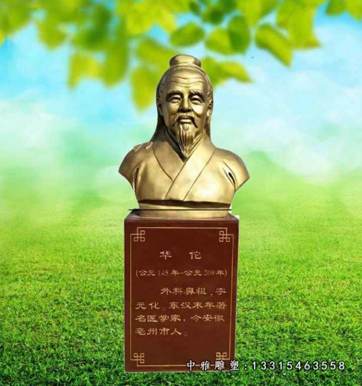 华佗胸像铜雕 古代名医铜雕 (4)