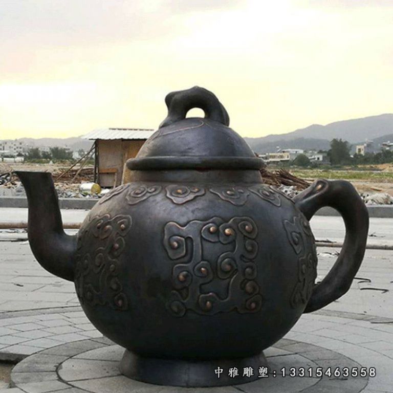 厂家定制铜雕茶壶大型户外校园广场景观装饰玻璃钢茶具雕塑摆件66780