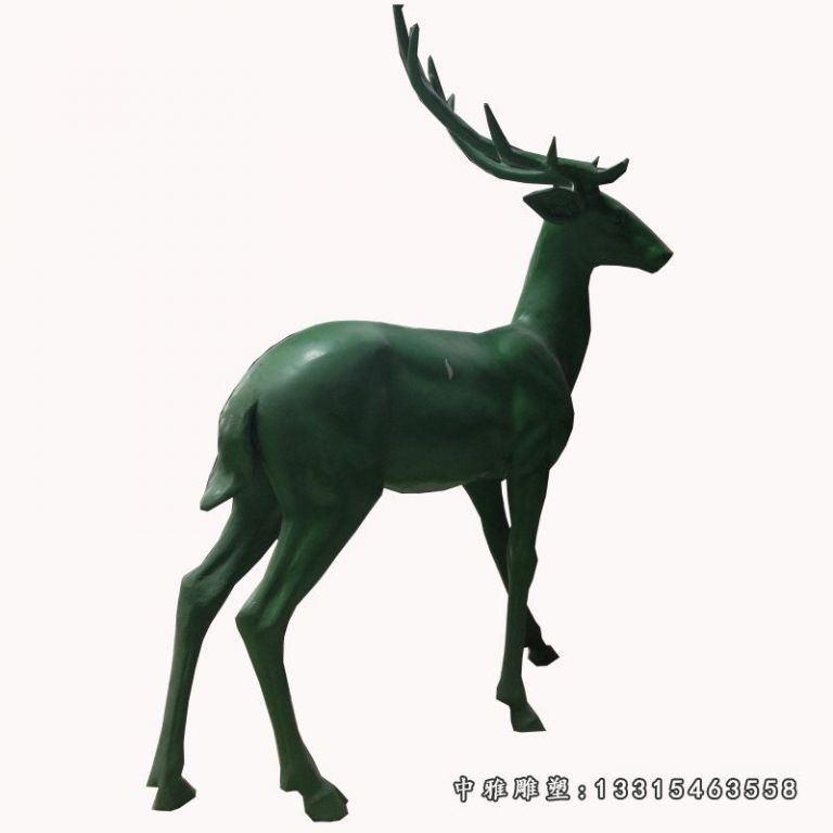 玻璃钢仿铜鹿 动物园仿铜梅花鹿雕塑
