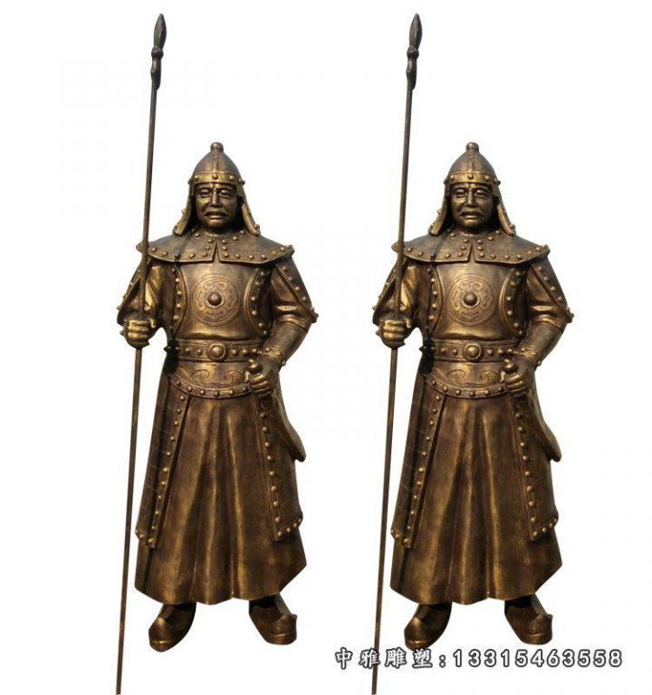 古代士兵雕塑，玻璃钢仿铜古代人物雕塑 (2)
