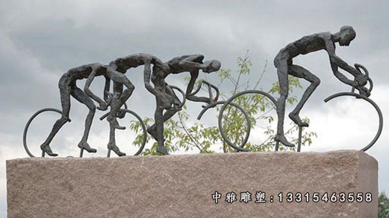 户外铜雕骑行人物雕像