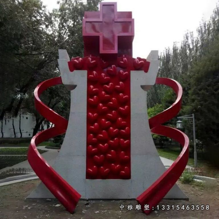 不锈钢医院雕塑，不锈钢爱心雕塑