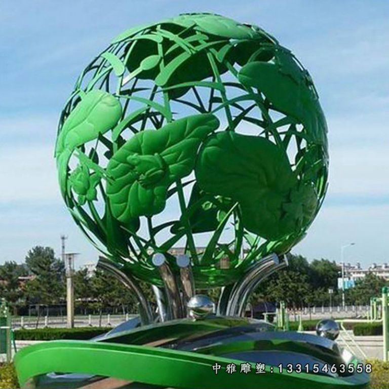 不锈钢荷花空缕球 广场景观雕塑