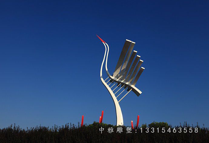 不锈钢东南大雁飞翔 公园仿真动物雕塑 (5)