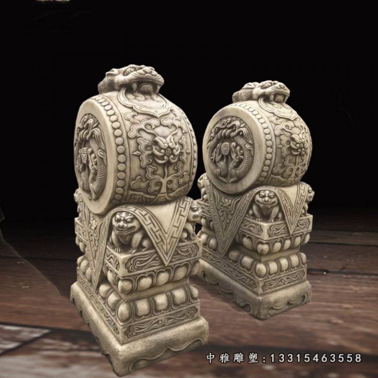 石雕宅门动物抱鼓石