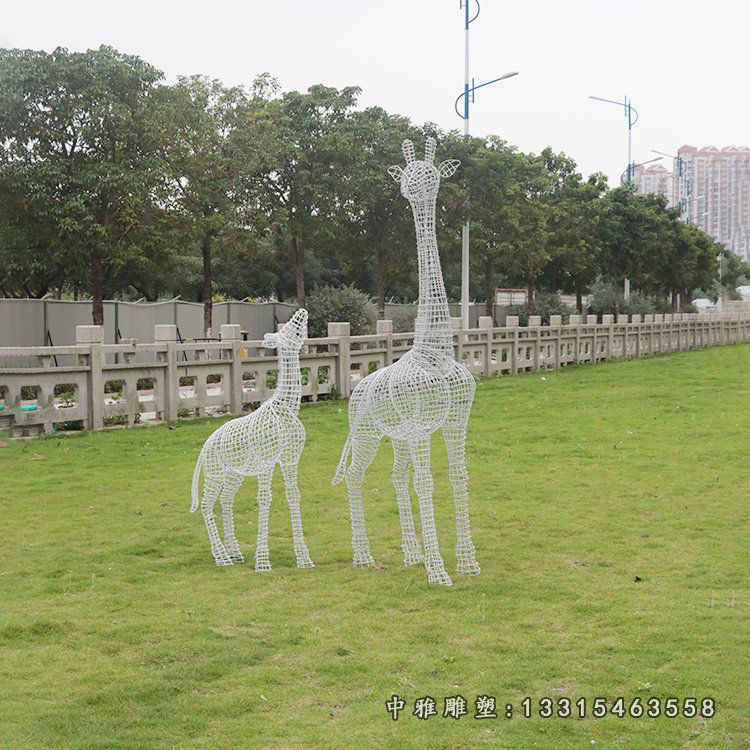 动物长颈鹿不锈钢雕塑