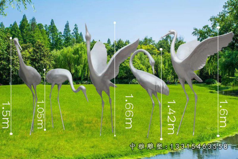 不锈钢广场仙鹤雕塑