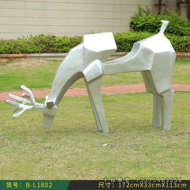 几何不锈钢小鹿雕塑