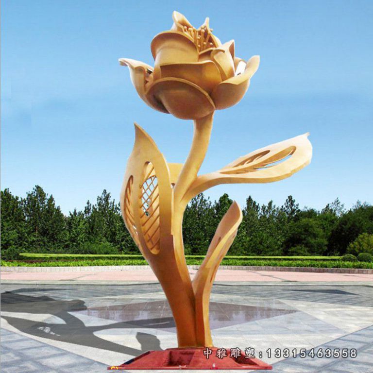 仿真不锈钢玫瑰花摆件