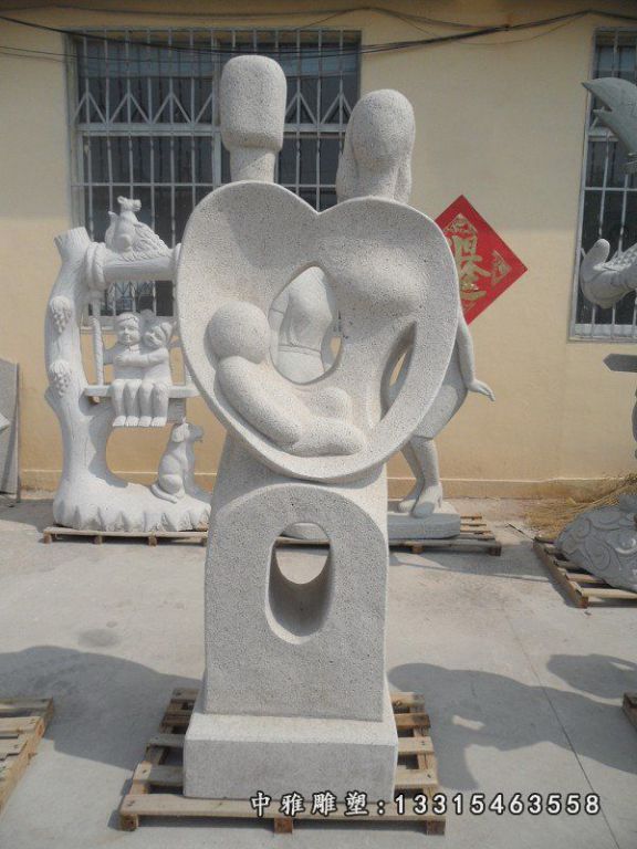 大理石一家人抽象雕塑
