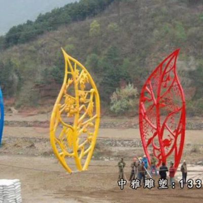 景区树叶不锈钢雕塑