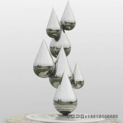 不锈钢镜面水滴雕塑