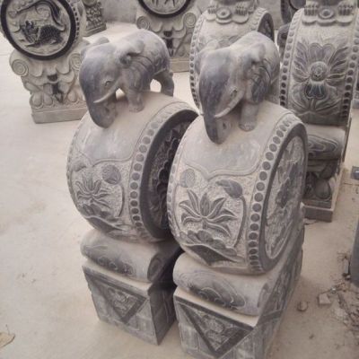 石雕大象抱鼓石雕塑