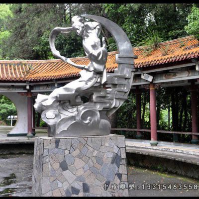 不锈钢嫦娥奔月雕塑