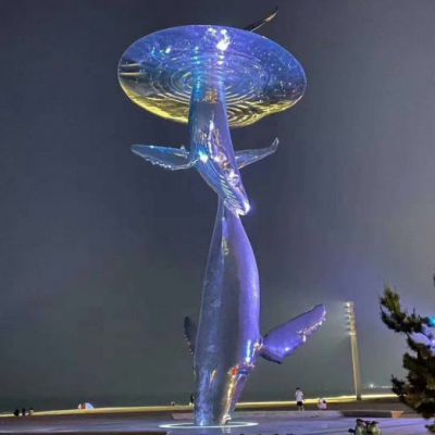 动物海豚不锈钢雕塑