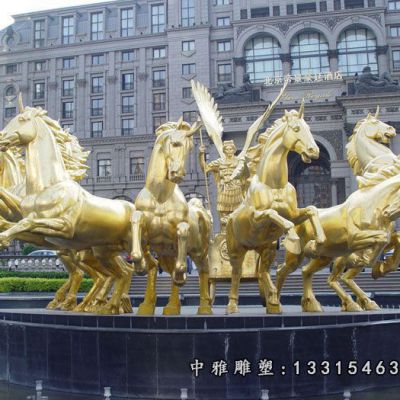 广场铜雕阿波罗战车雕塑