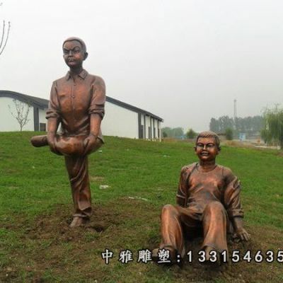 嬉戏铜雕儿童雕塑