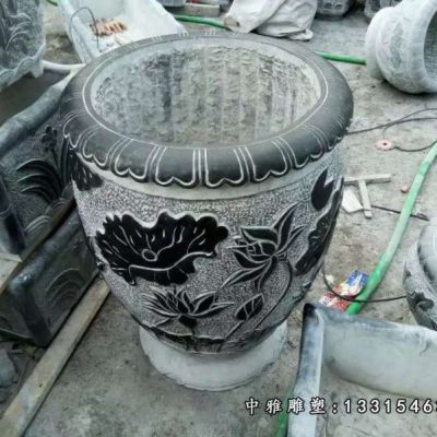 仿古石雕花盆