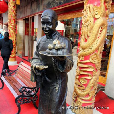铜雕饭店店小二