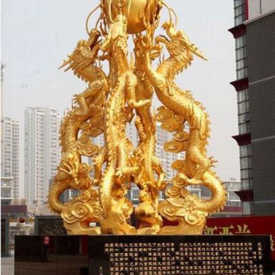 铜雕四龙戏珠