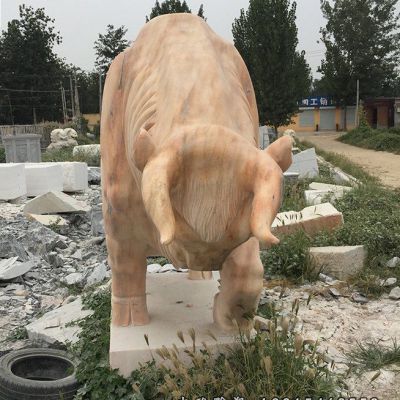 广场石雕犀牛动物