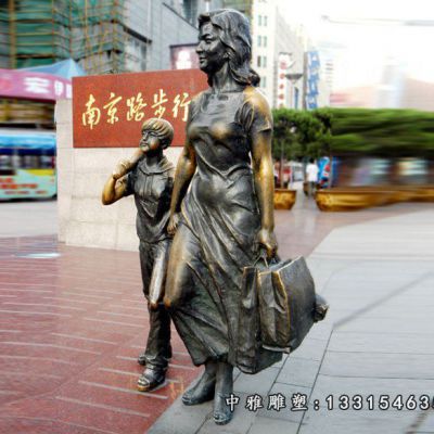 商场铜雕购物人物雕像