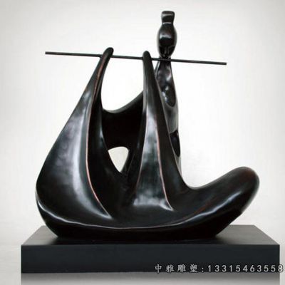 抽象吹笛子铜雕人物雕塑