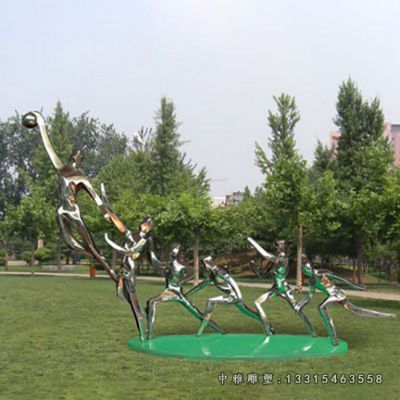打篮球不锈钢抽象雕塑