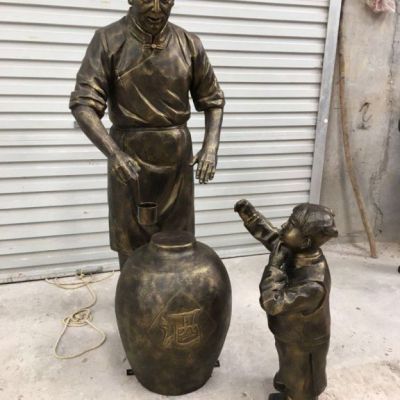 铜雕打酒人物雕塑