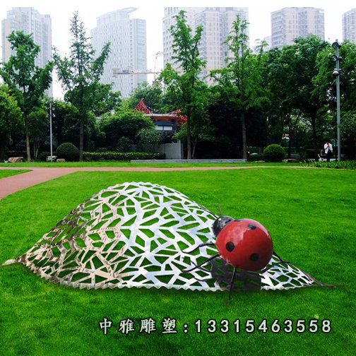 不锈钢小型动物瓢虫雕塑