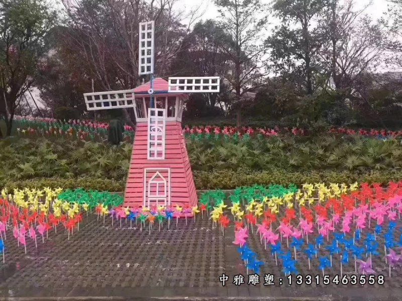 户外不锈钢风车模型雕塑