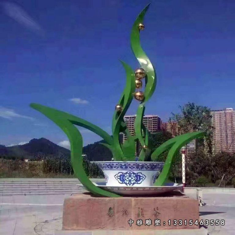 不锈钢广场烤漆水仙花雕塑