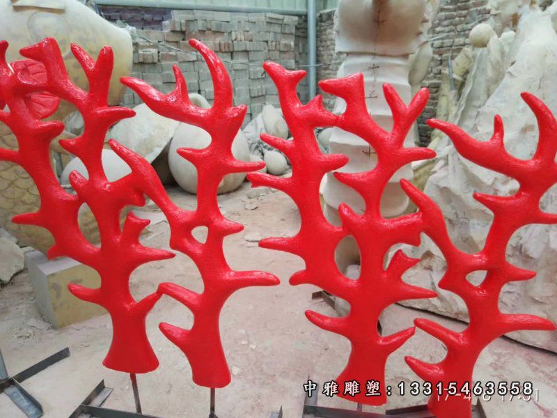 不锈钢烤漆海草景观雕塑