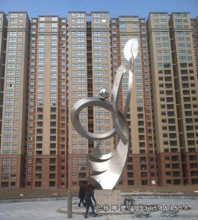 小区不锈钢大型标志雕塑