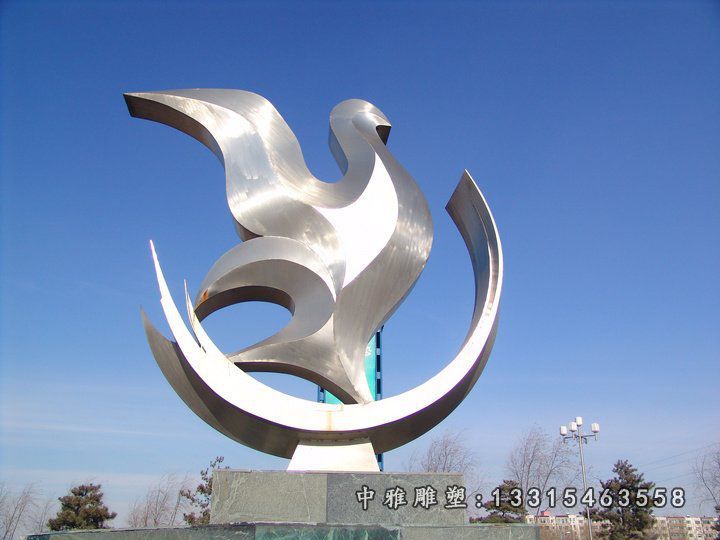 不锈钢抽象动物鸽子雕塑