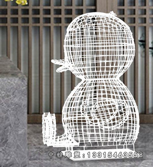 广场坐姿鸭子不锈钢雕塑