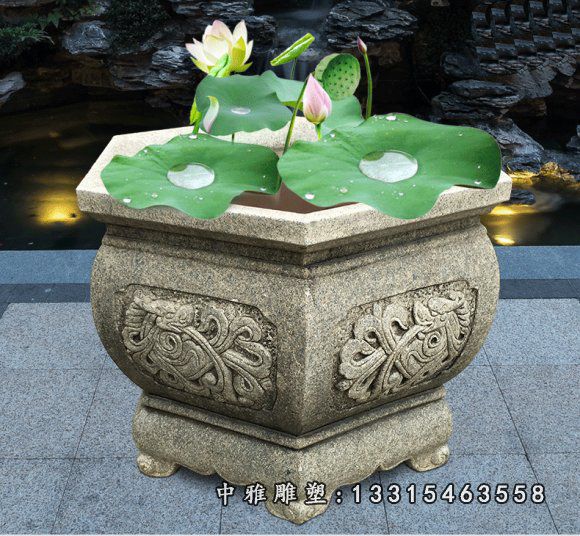 小区石雕景观花盆