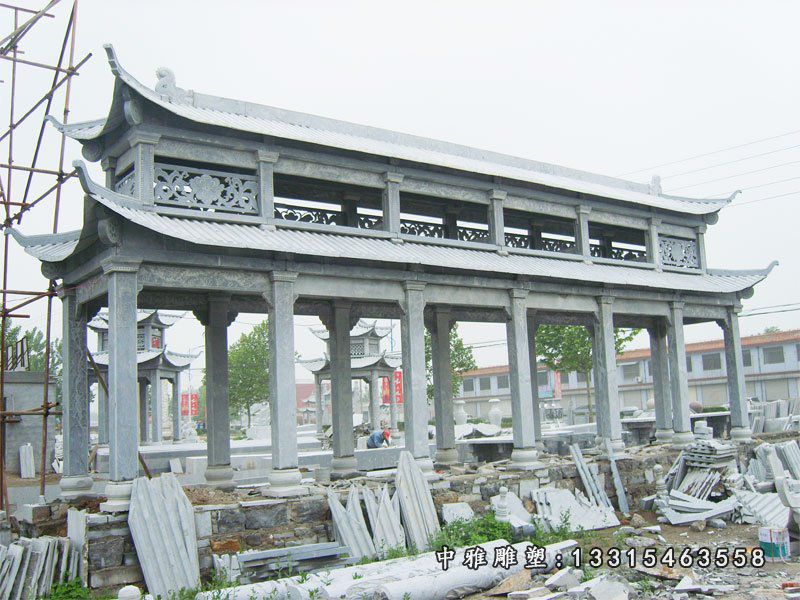 大型石雕双层凉亭