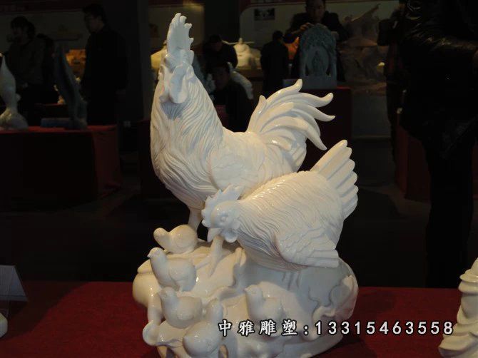 打鸣公鸡石雕雕塑