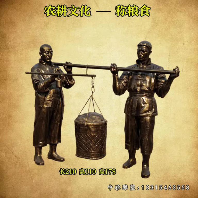 铜雕广场农耕主题人物